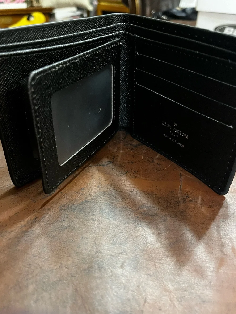 ⚫️ Louis. Vuitton. Embossed Letter Monogram Black Bi-Fold Wallet